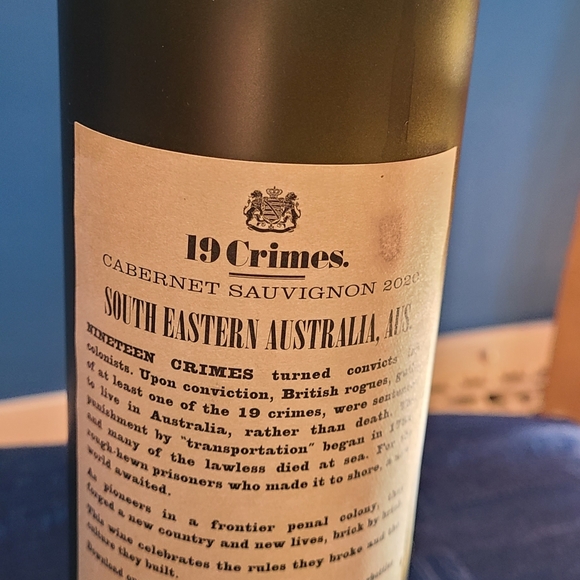 19 Crimes Wine Bottle Empty For Crafts - Picture 3 of 6